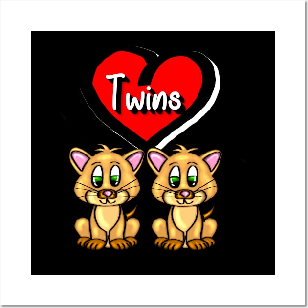 Twins - cute baby cats/ kitten - black Shirts Wall Art by emyzingdesignz